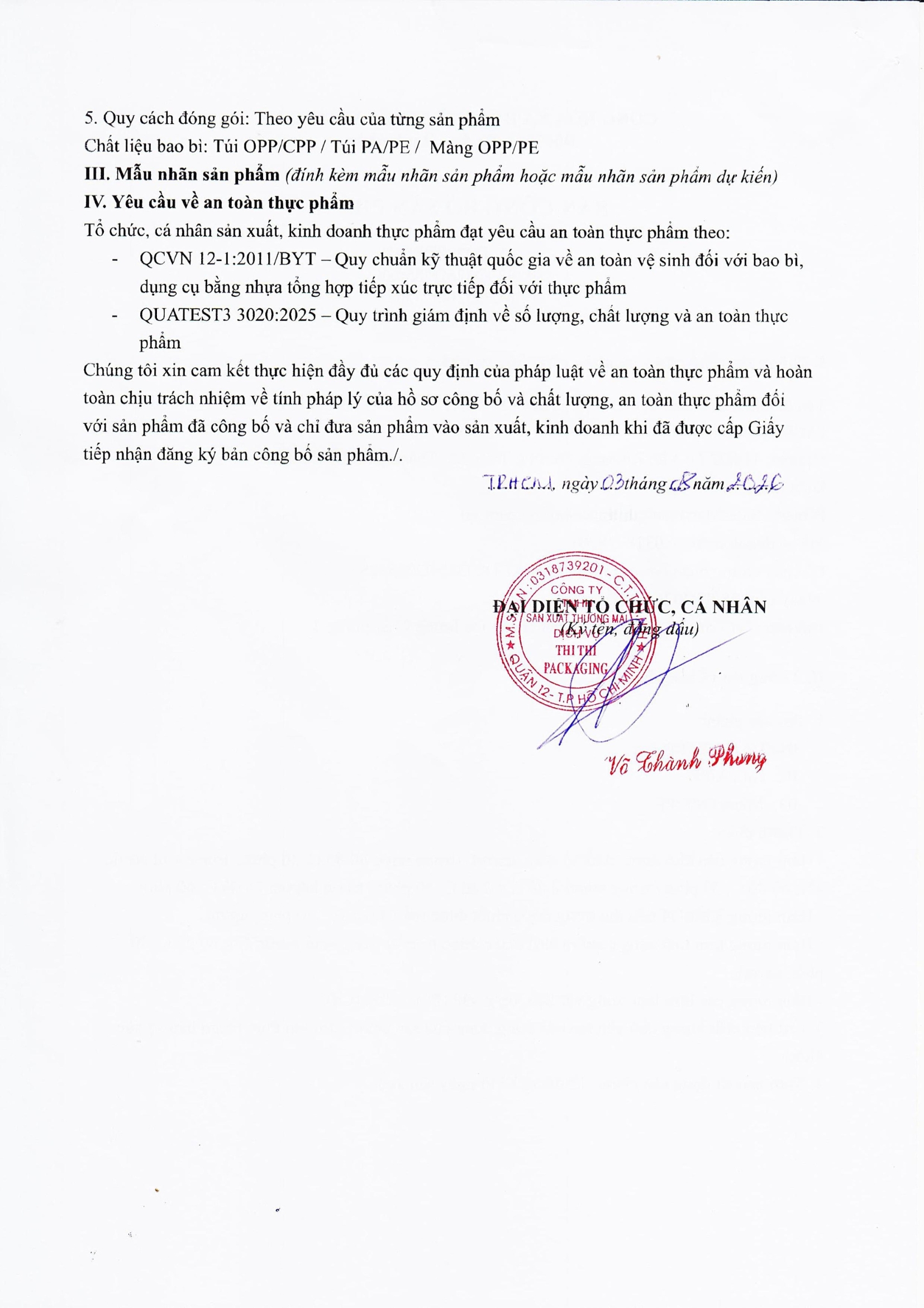 THI THI PACKAGING PRODUCTION TRADING SERVICES COMPANY LIMITED